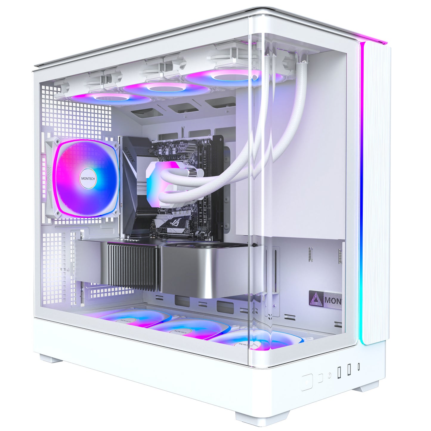 Boîtier tour midi Montech king 15 pro (blanc | 2x USB-A | 1x USB-C | RVB | fenêtre)
