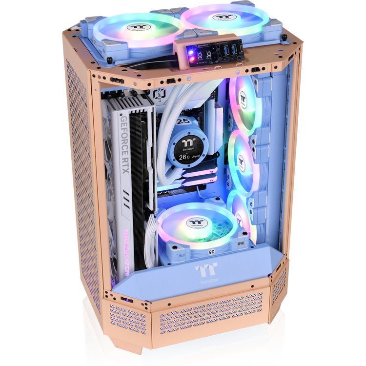 Thermaltake the tower 300 - boîtier mini tour pêche fuzz (pêche | 3x USB-A | verre trempé)