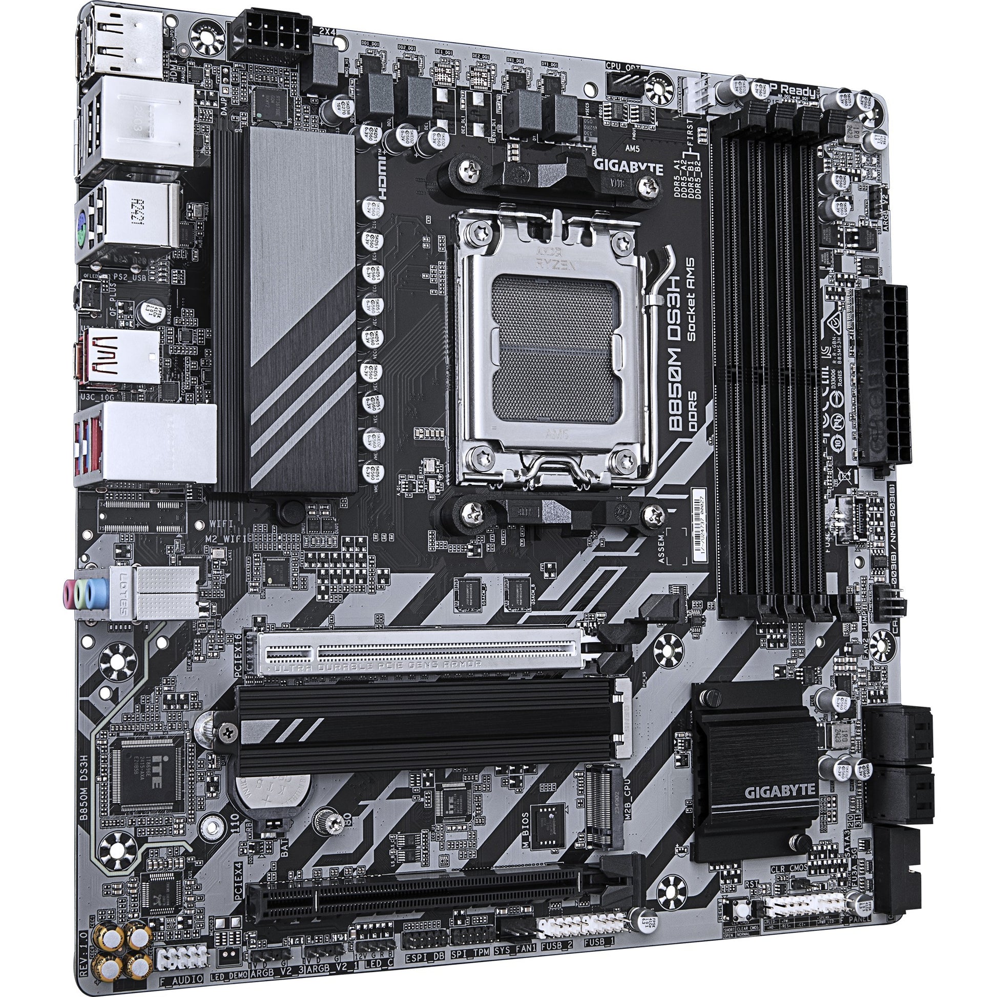 Carte mère Gigabyte B850M DS3H Socket AM5 (RAID, LAN 2,5 Go, son, µATX)