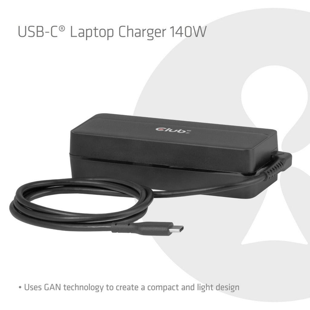 Chargeur pour ordinateur portable Club 3D USB-C 140W, 1 mètre (noir)