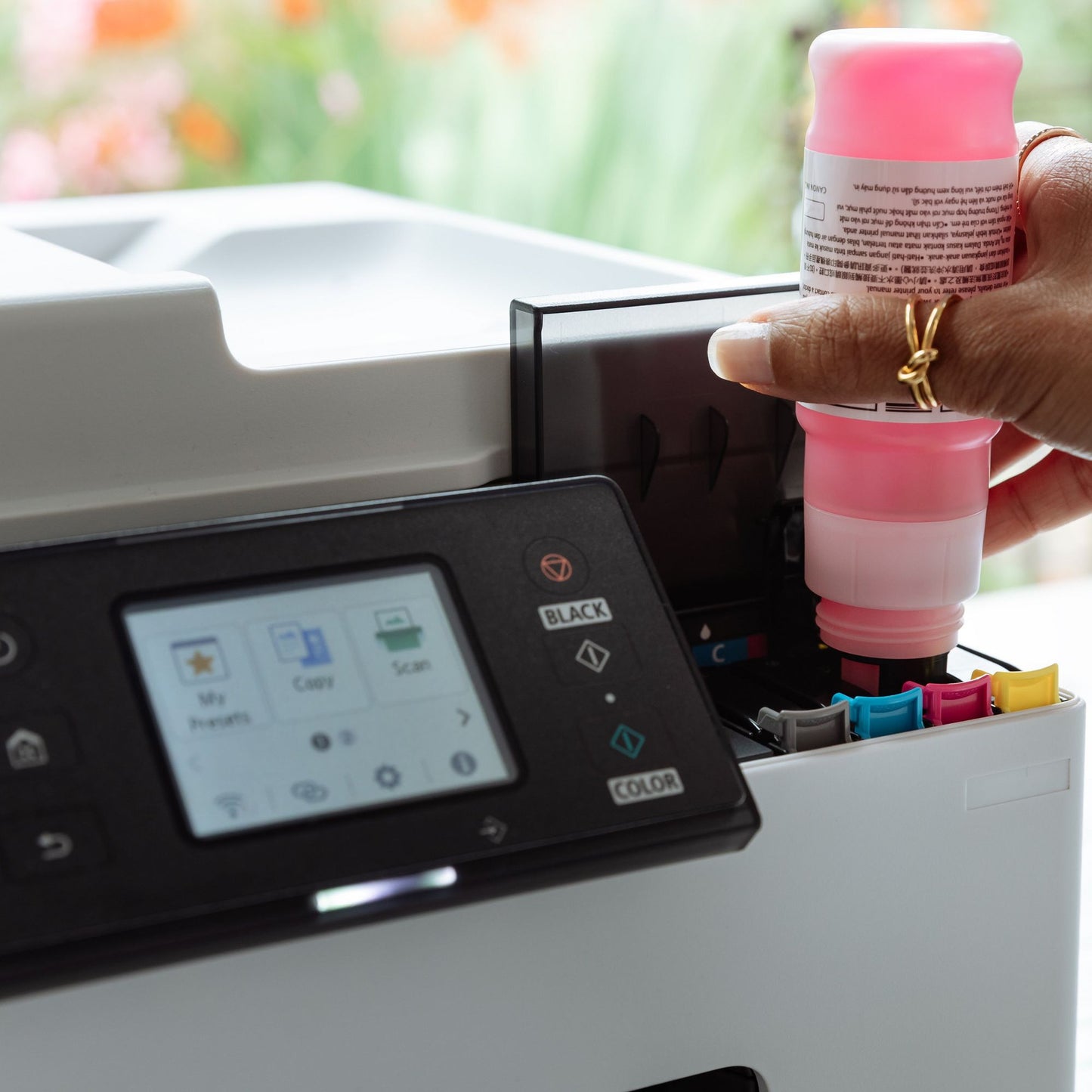 Imprimante à jet d'encre couleur Canon maxify gx2051 avec imprimante à jet d'encre tout-en-un rechargeable à méga réservoir avec fonction de télécopie (blanc, impression, copie, numérisation, télécopie, Wi-Fi)
