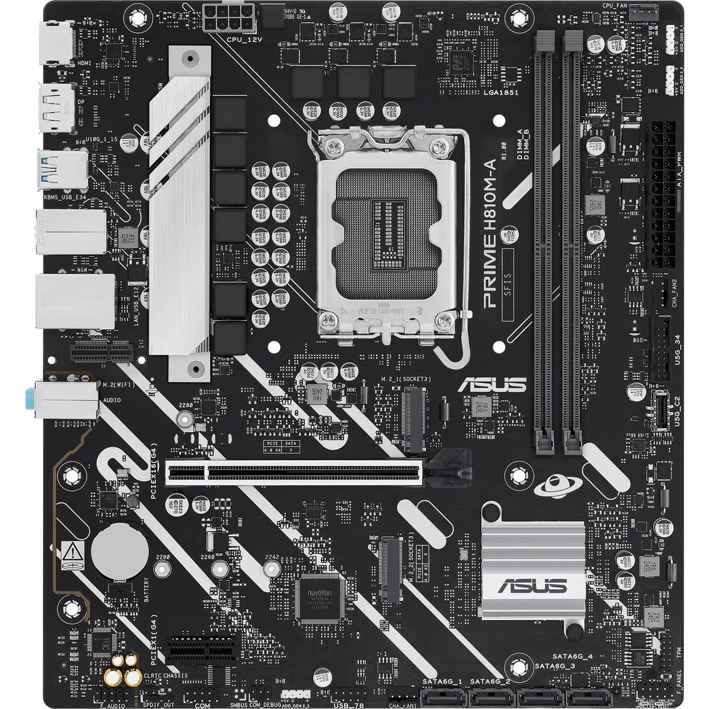 Carte mère Asus Prime H810M-A-CSM Socket 1851 (RAID, GB-LAN, Son, µATX)