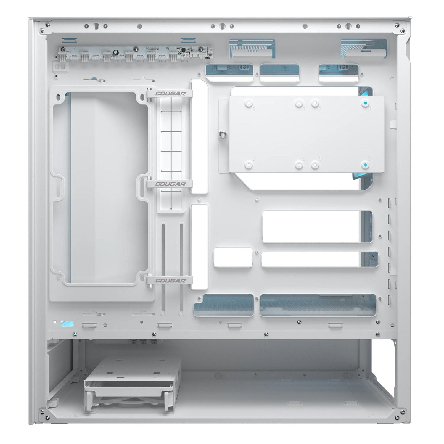 Boîtier tour midi maillé Cougar cfv235 (blanc | 2x USB-A | 1x USB-C | RVB | verre trempé)
