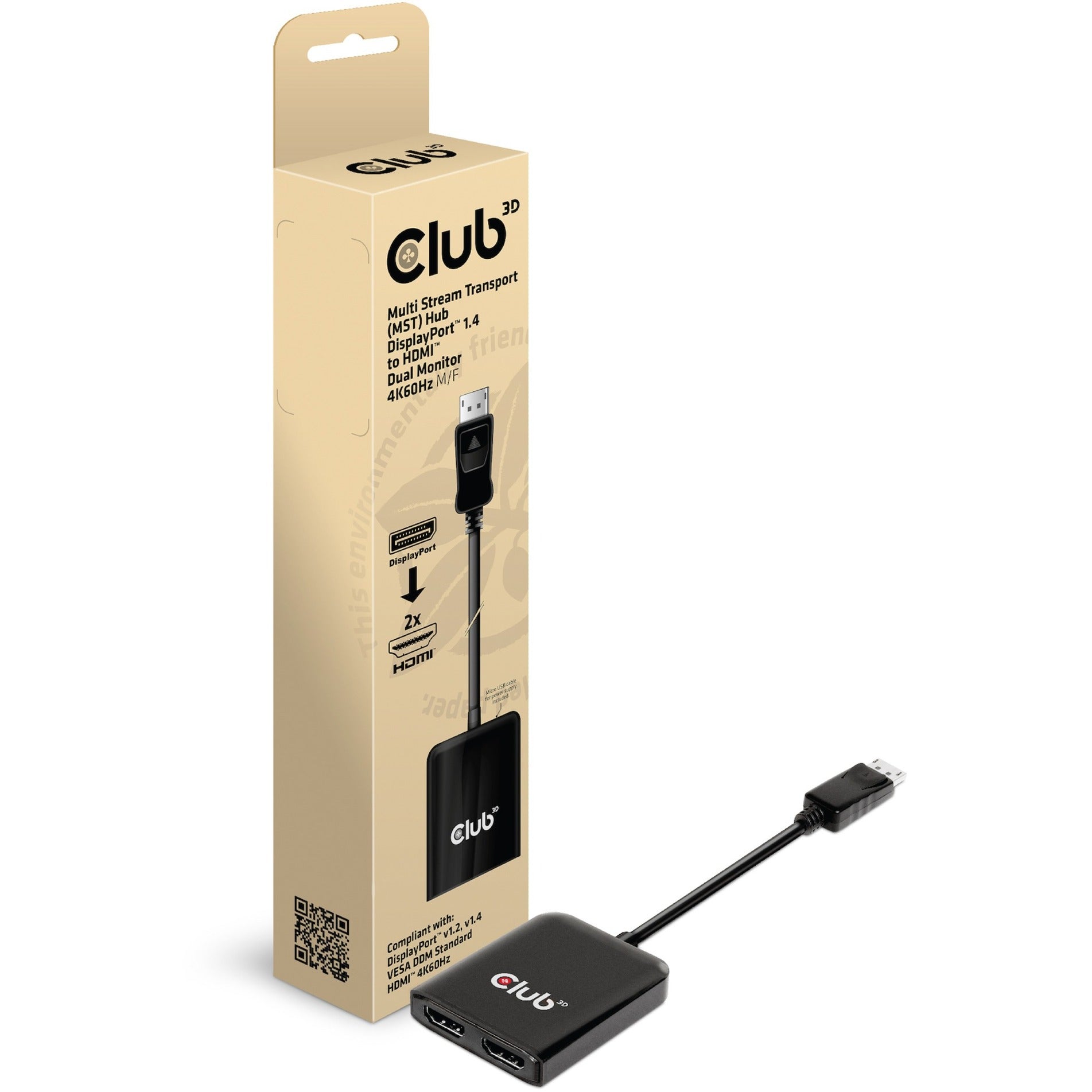 Club 3D Multi Stream Transport Hub Displayport 1.4 à 2X