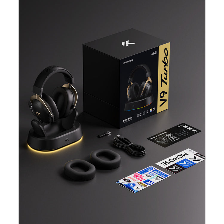 Mchose V9 Turbo+ Casque de jeu supra-auriculaire magnétique sans fil (rouge, Nintendo Switch, Playstation 4, Playstation 5, mobile, PC, Bluetooth USB 2,4 G)