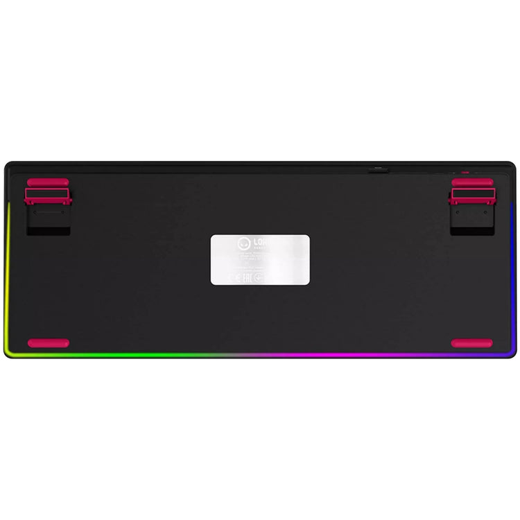 Lorgar kbp70tklw, clavier de jeu (noir, disposition américaine, logar toxique violet, tkl, rvb, échangeable à chaud, pbt double-shot, bluetooth 2.4ghz usb)