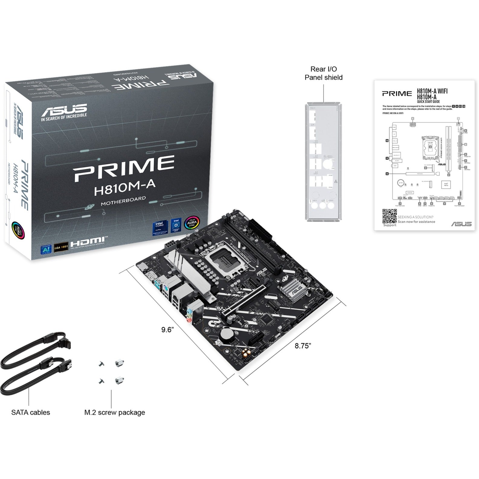 Carte mère Asus Prime H810M-A-CSM Socket 1851 (RAID, GB-LAN, Son, µATX)