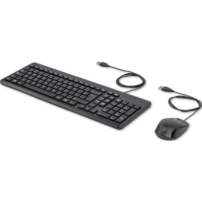 Ensemble souris et clavier Hp 150 avec câble de bureau (noir, disposition européenne (qwerty), membrane, 100%, 1600 dpi)