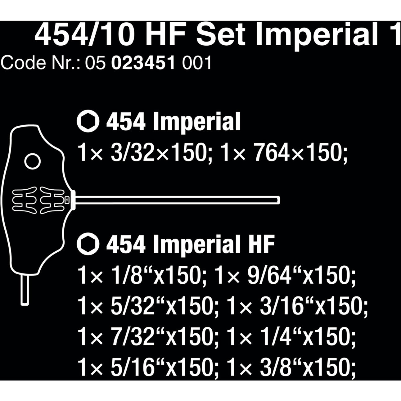 WAA 454 10 HF Set Imperial 1 Sift Keys Set T-gree Bar H