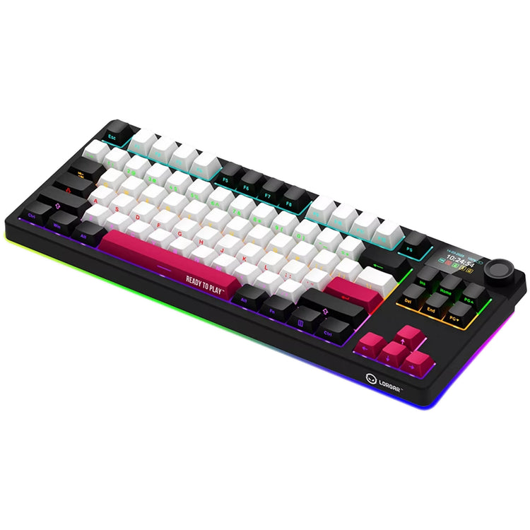 Lorgar kbp70tklw, clavier de jeu (noir, disposition américaine, logar toxique violet, tkl, rvb, échangeable à chaud, pbt double-shot, bluetooth 2.4ghz usb)