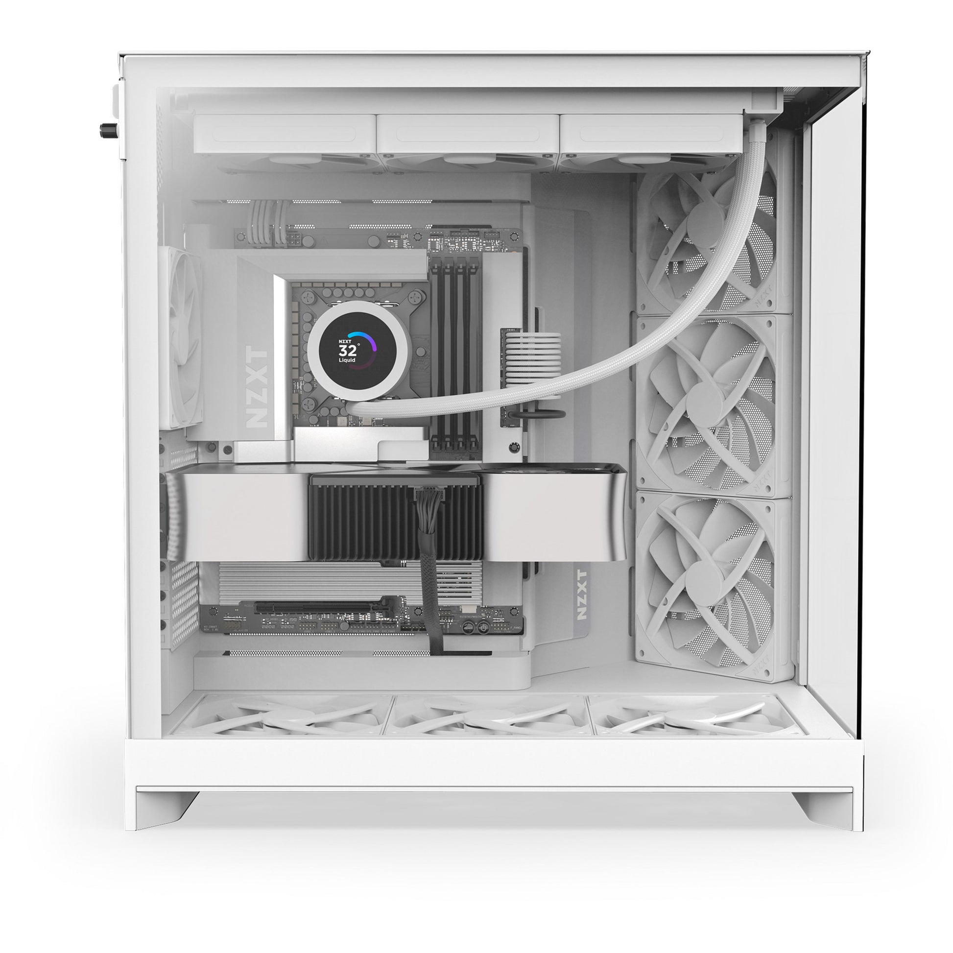 Boîtier tour midi Nzxt h9 flow (blanc (mat) | 2x USB-A | 1x USB-C | verre trempé)