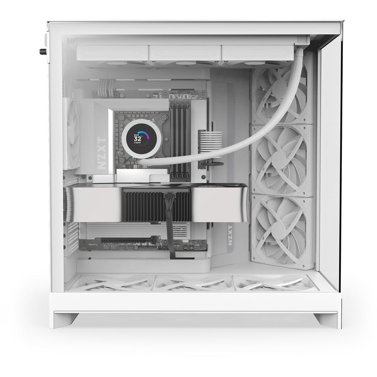 Boîtier tour midi Nzxt h9 flow (blanc (mat) | 2x USB-A | 1x USB-C | verre trempé)