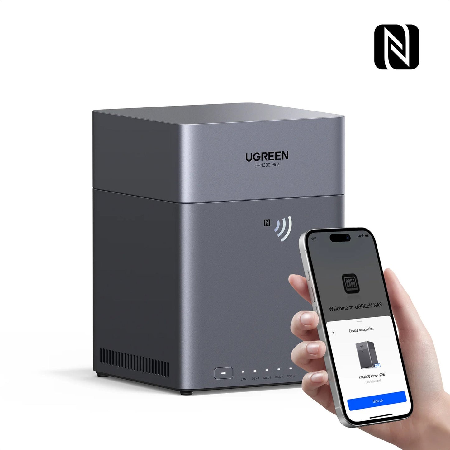 Ugreen nasync dh4300 plus (gris, 1x 2,5GBE, HDMI, USB-C)