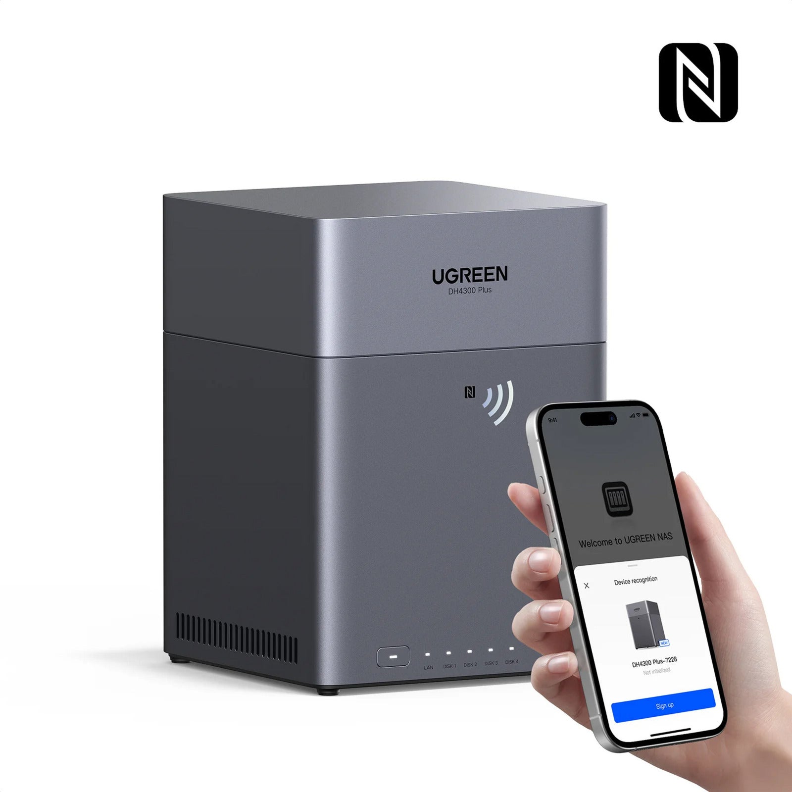 Ugreen nasync dh4300 plus (gris, 1x 2,5GBE, HDMI, USB-C)