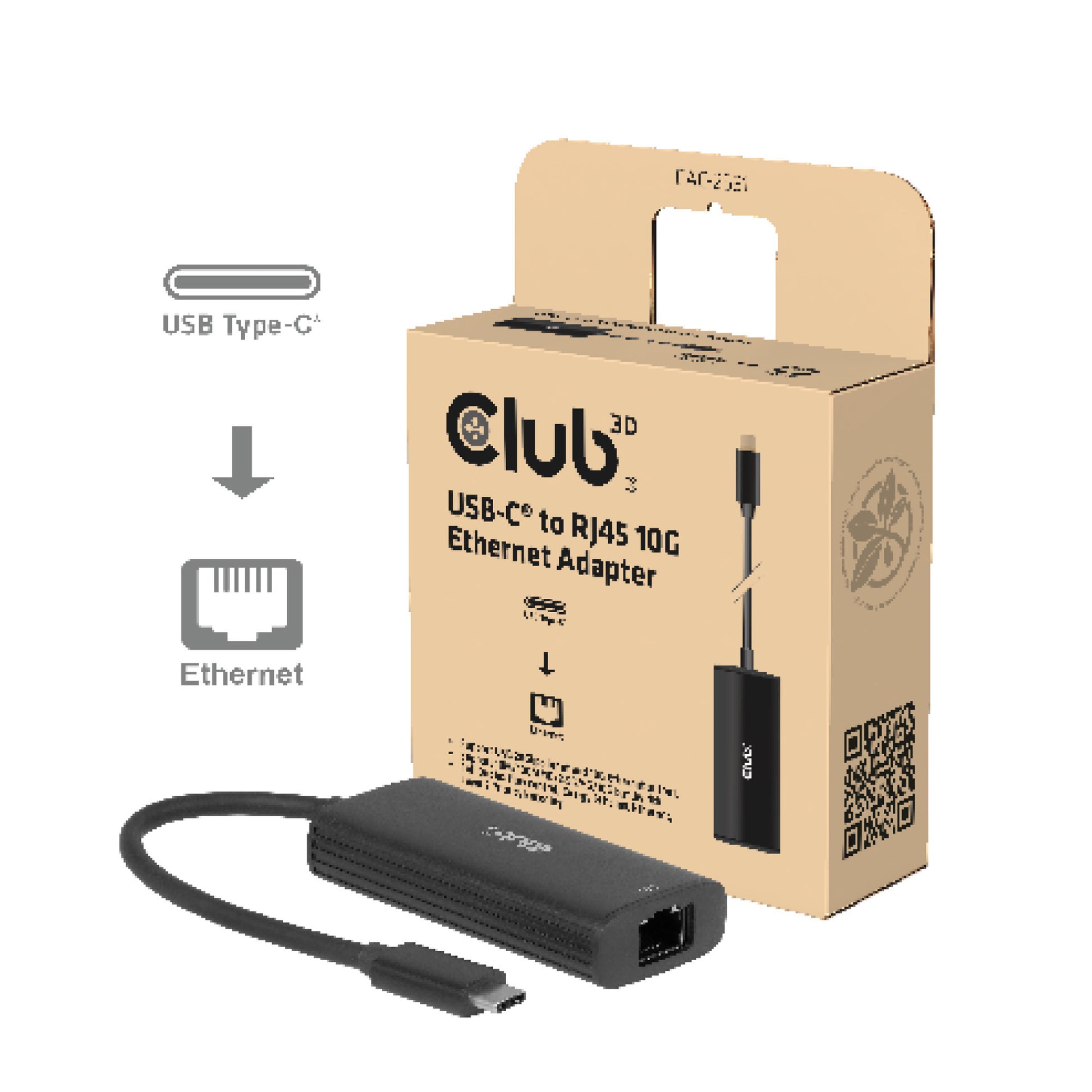 Adaptateur Ethernet Club 3D CAC-2531 USB-C vers RJ45 10G (noir)