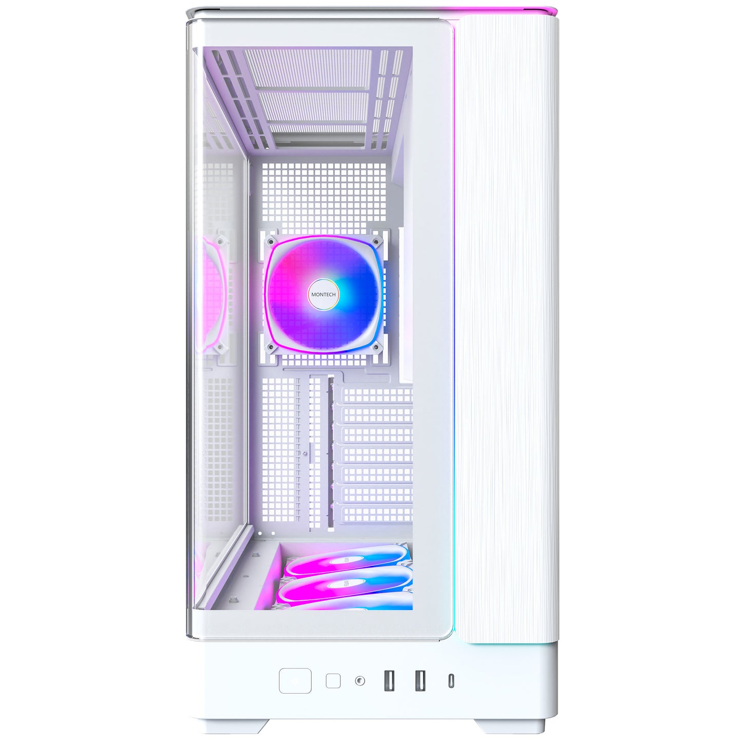 Boîtier tour midi Montech king 45 pro (blanc | 2x USB-A | 1x USB-C | RVB | fenêtre)