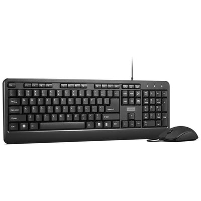Ensemble de bureau combiné filaire Lenovo 160 (noir, disposition américaine (QWERTY), 100 %, USB-A, 1 600 dpi)
