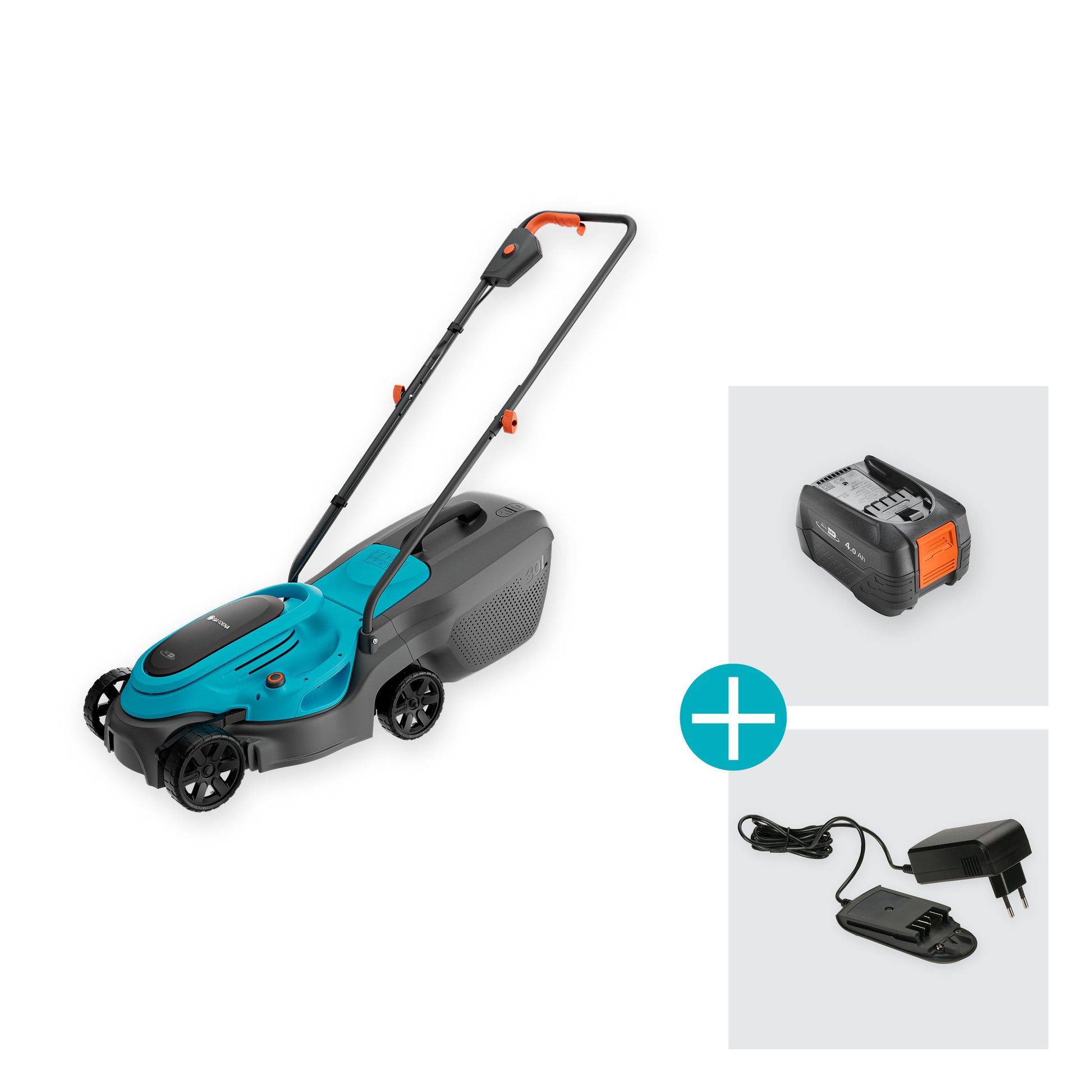 Gardena tondeuse à gazon à batterie easymax 3218v p4a set 40