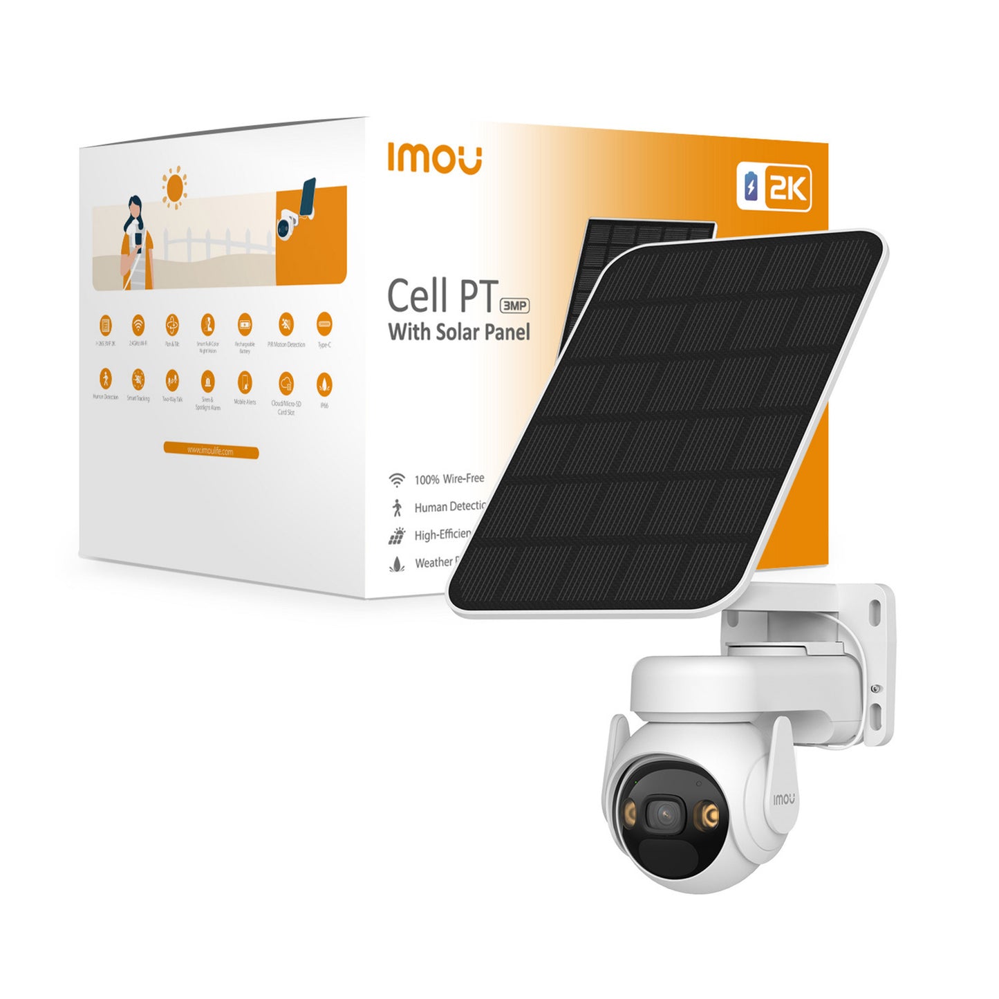 Imou cell pt avec caméra de sécurité à panneau solaire (blanc, 100% sans fil)