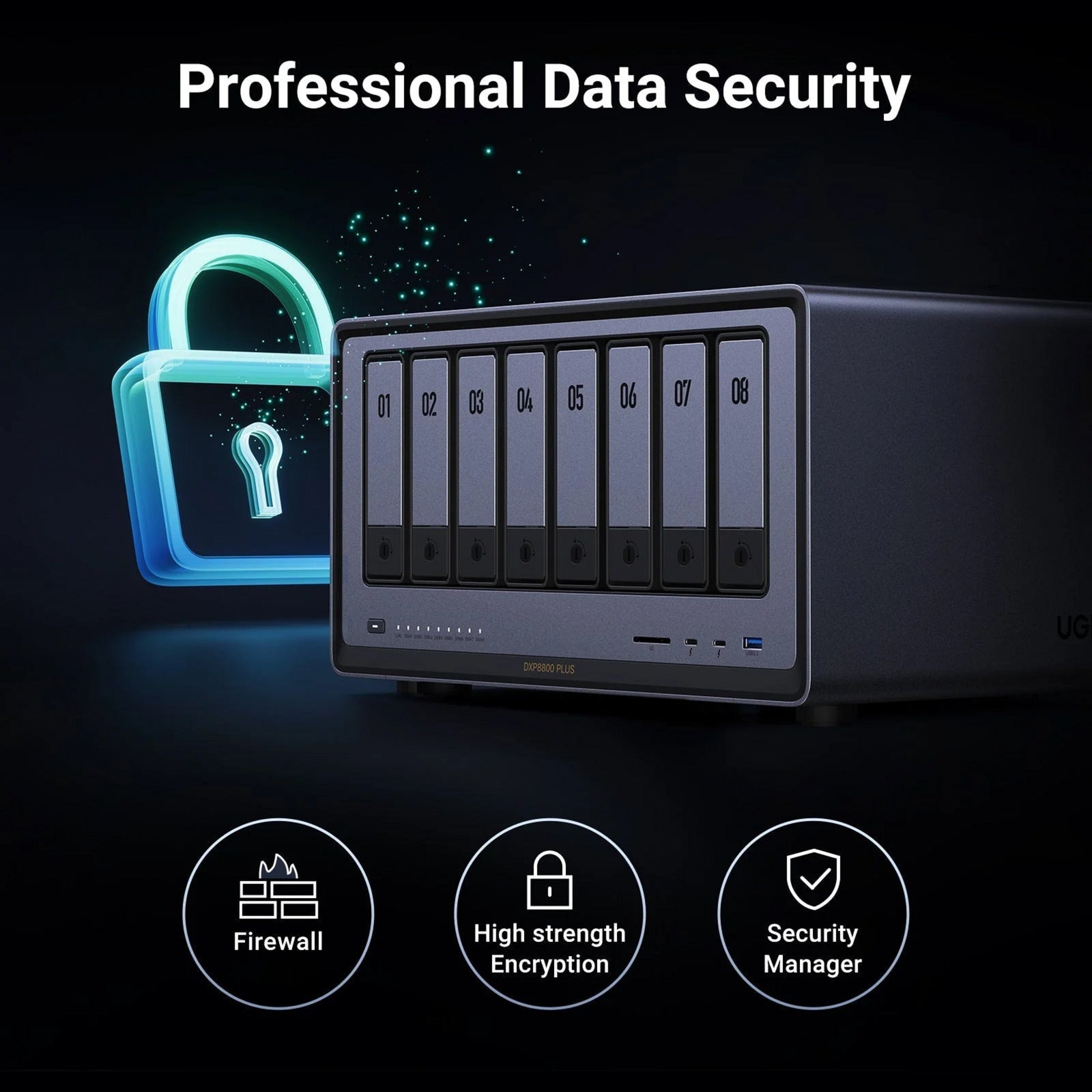 Ugreen nasync dxp8800 plus (gris, WiFi, 2x 10GBE, HDMI, Thunderbolt 4 (40 go s))