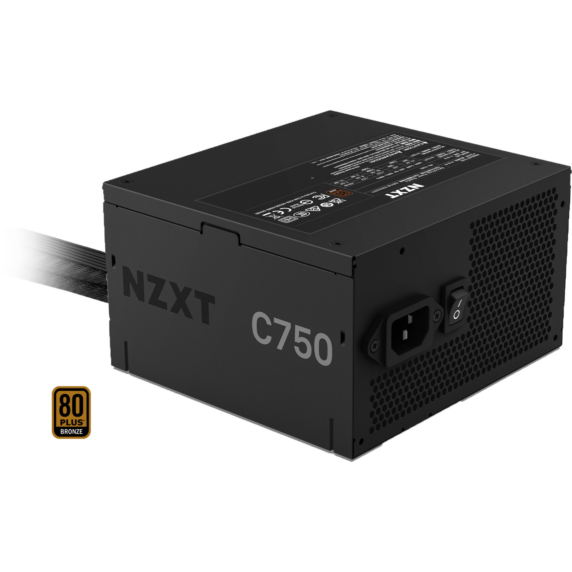 Alimentation modulaire Nzxt c750 bronze 750 watts (noir, 1x 12v-2x6, 4x pcie)