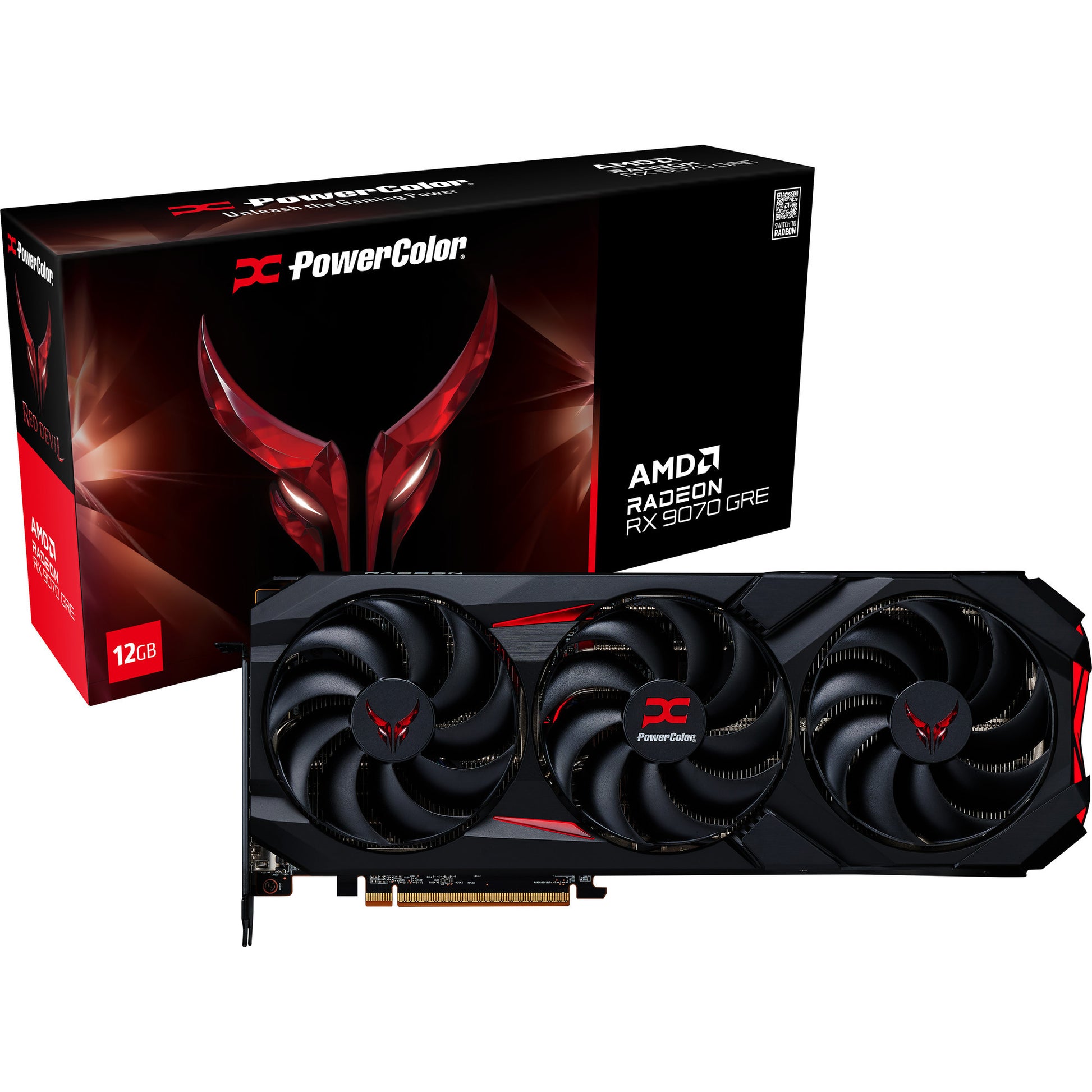 Carte graphique Powercolor Radeon RX 9070 Gre Red Devil 12 Go GDDR6 (noir, RDNA4, 3x Display Port, 1x HDMI 2.1)