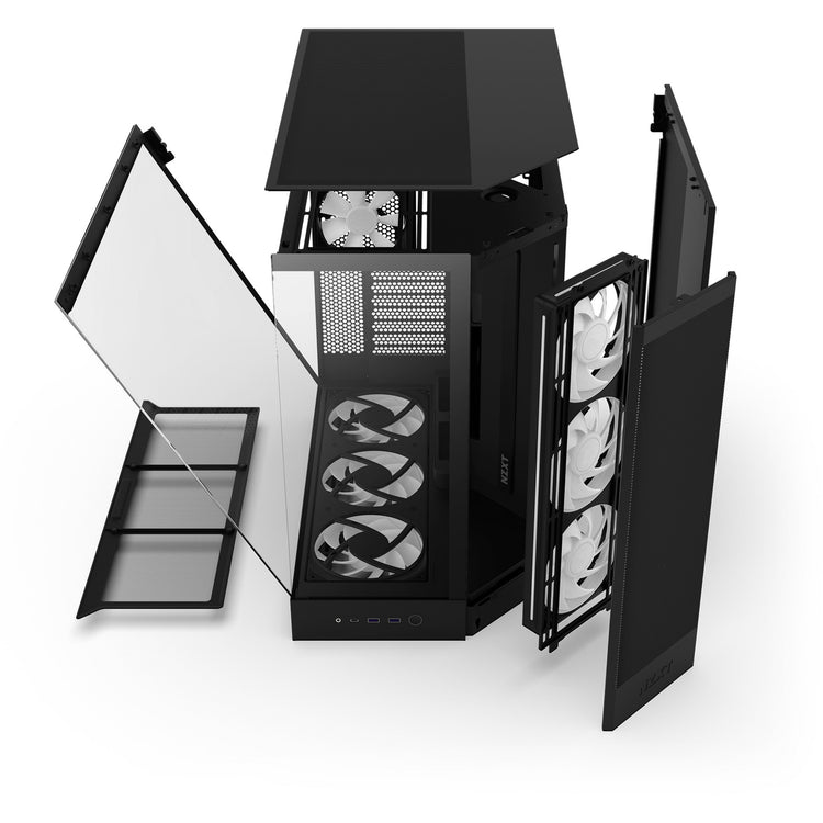 Boîtier tour midi Nzxt h9 flow rgb+ (noir (mat) | 2x usb-a | 1x usb-c | rgb | verre trempé)