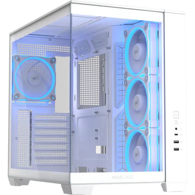 Boîtier tour midi Asus a32 plus (blanc | 2x USB-A | 1x USB-C | RVB | verre trempé)