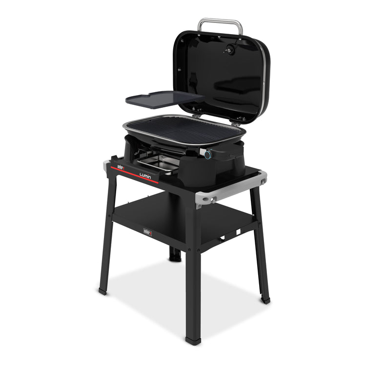 Barbecue électrique extérieur compact Weber lumin avec socle (noir, 4 à 6 personnes, surface de grill 1561 cm²)