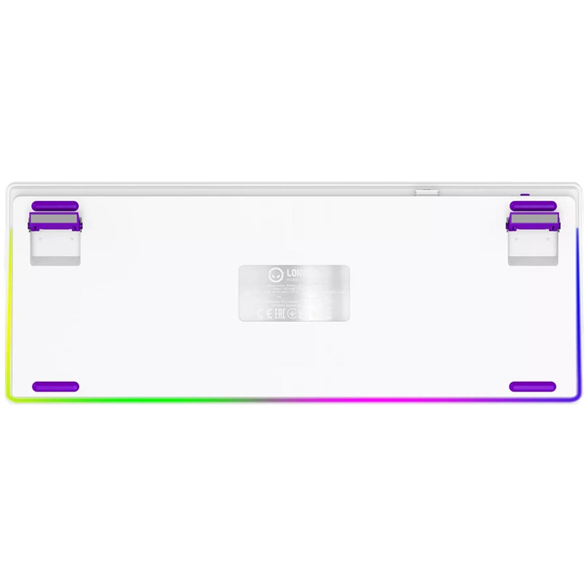 Lorgar kbp70tklw, clavier de jeu (blanc, disposition américaine, logar toxique violet, tkl, rvb, échangeable à chaud, pbt double-shot, bluetooth 2.4ghz usb)