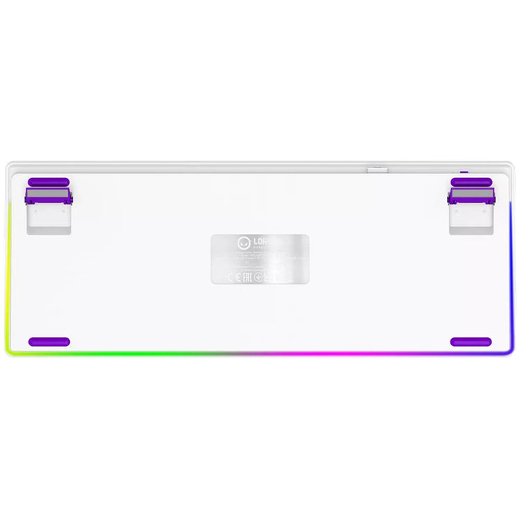 Lorgar kbp70tklw, clavier de jeu (blanc, disposition américaine, logar toxique violet, tkl, rvb, échangeable à chaud, pbt double-shot, bluetooth 2.4ghz usb)
