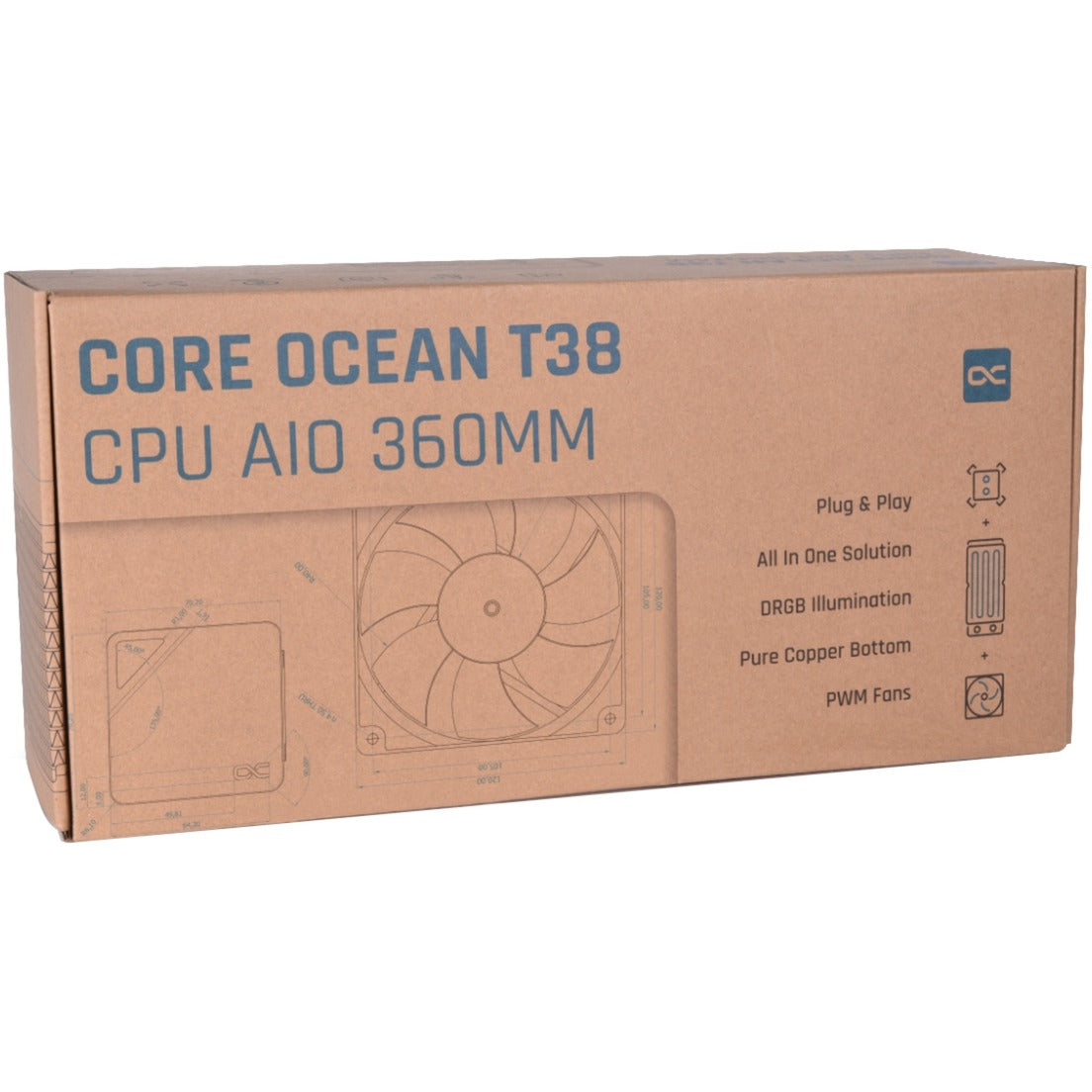 Alphacool core océan t38 360 refroidissement par eau (noir)