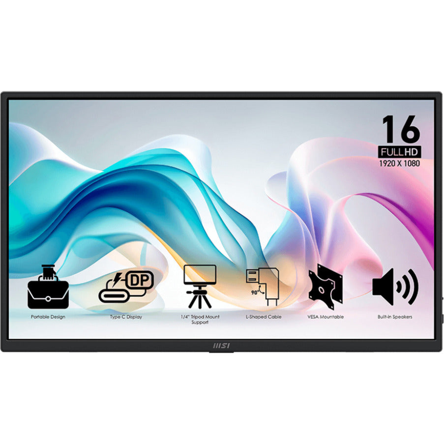 Moniteur Msi pro mp165 e6 15,6 (noir, hdmi, 2x usb-c)