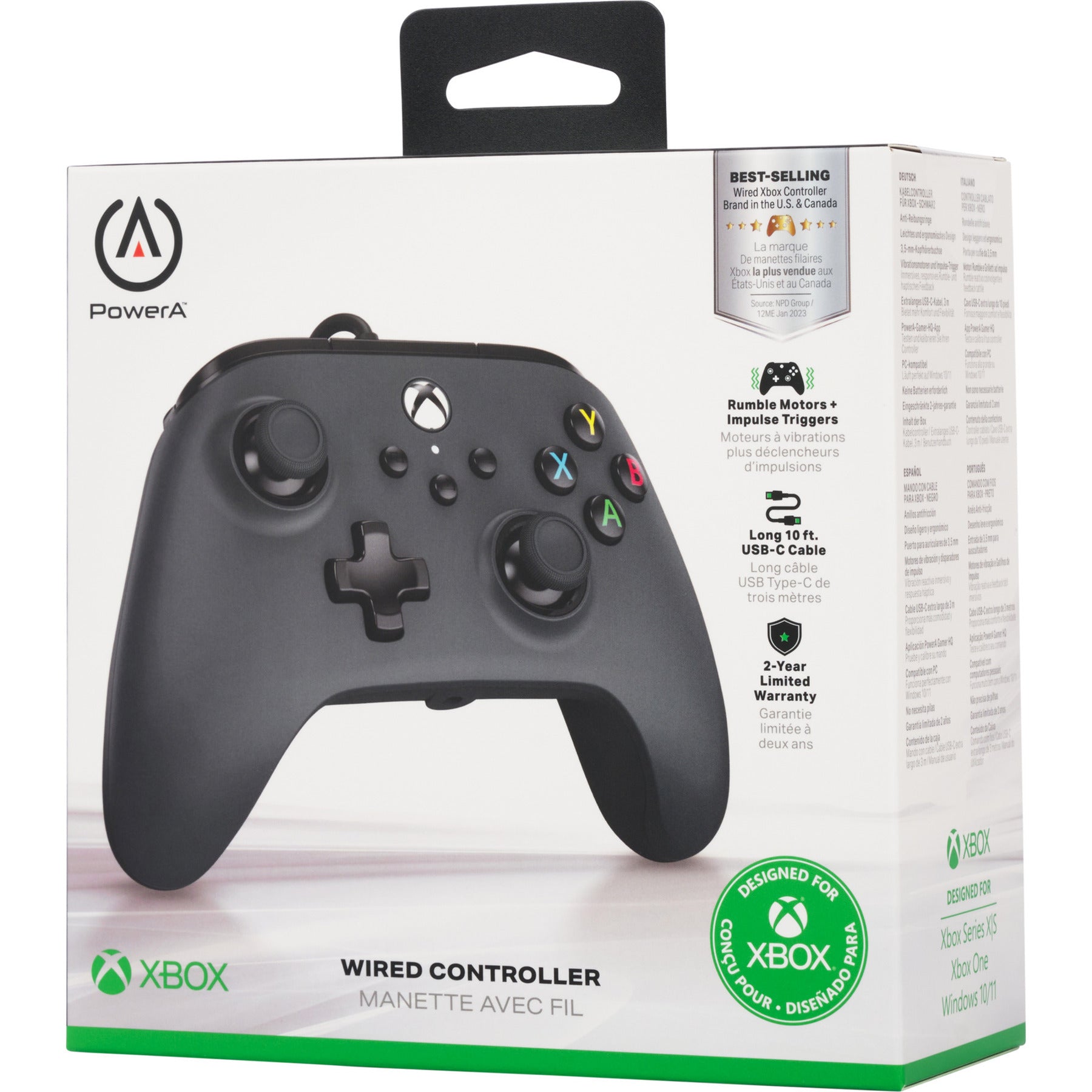Manette filaire Powera pour Xbox Series X|s (noir, Xbox Series X|s, Xbox One, PC)
