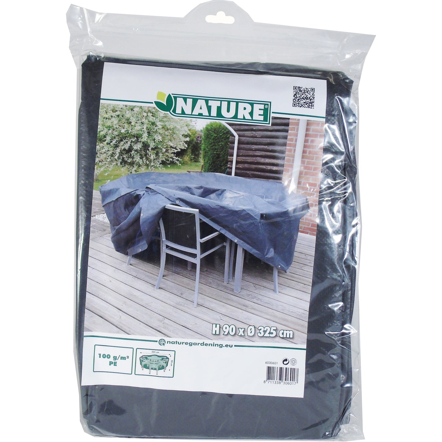 Couverture de meubles de jardin nature pour la table ronde et les chaises