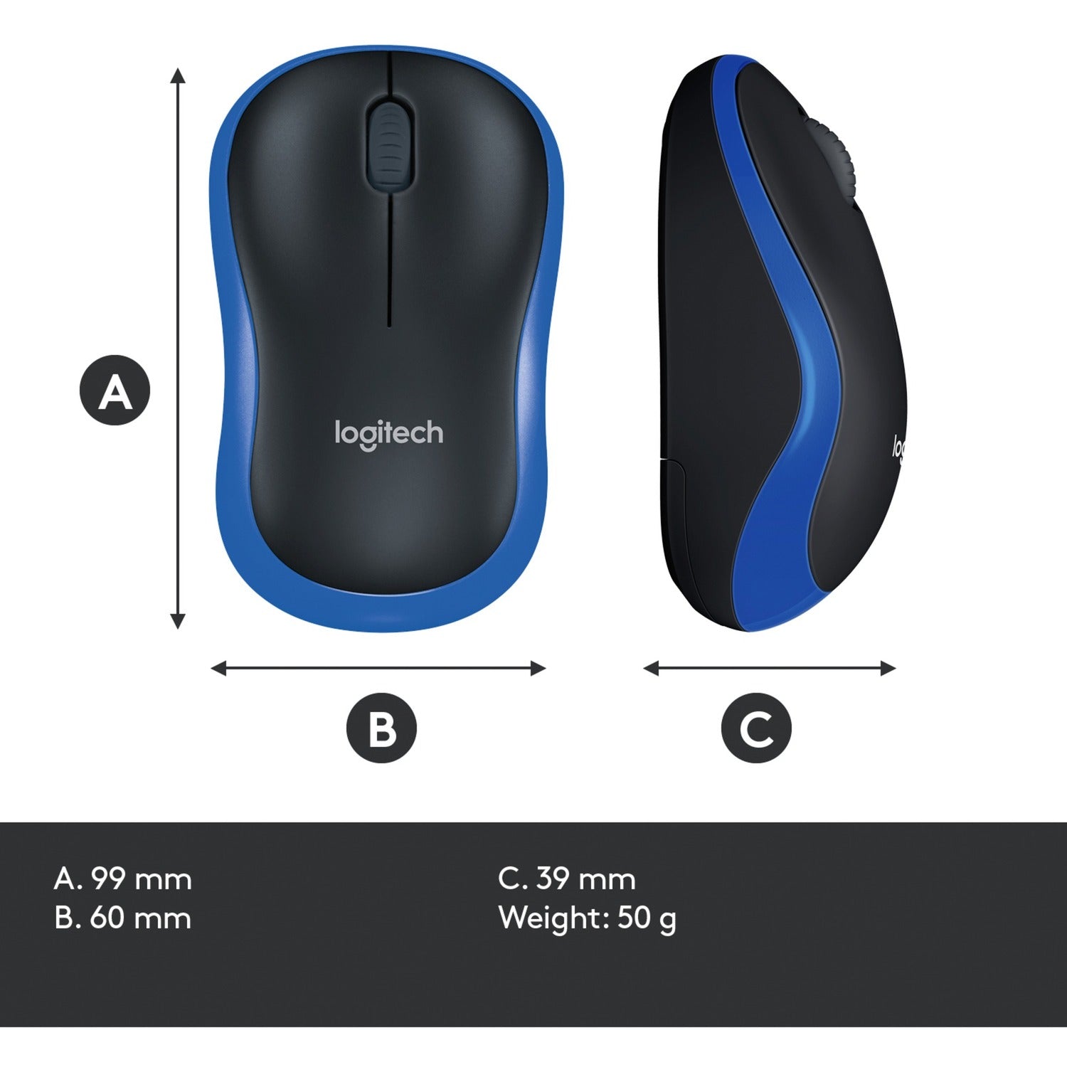 Souris sans fil Logitech m185 (bleue, vente au détail)