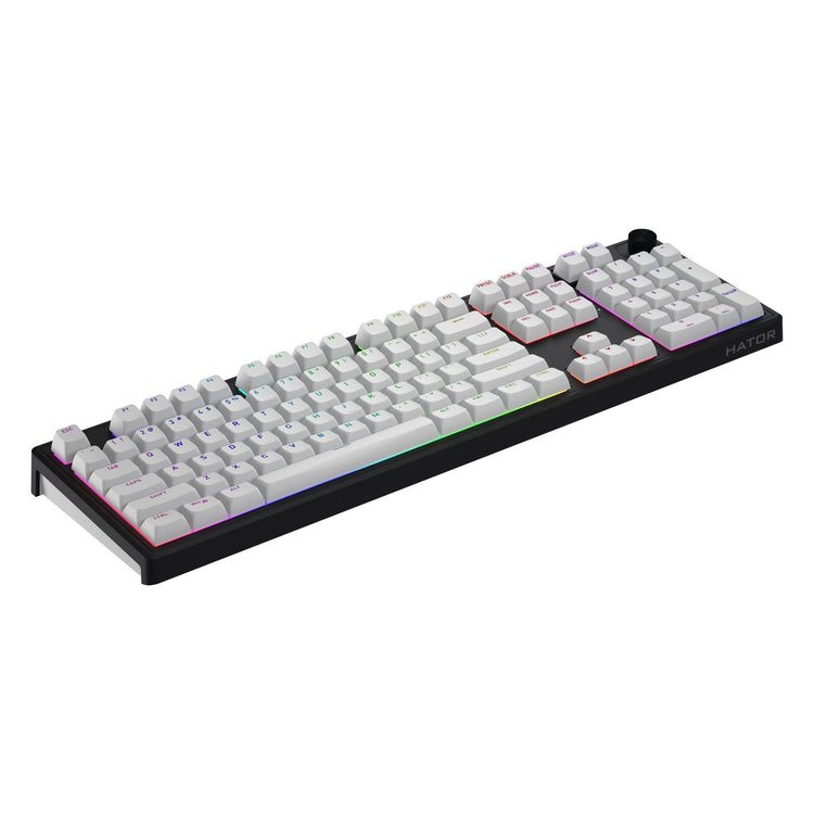 Hator skyfall sans fil, clavier de jeu (noir, disposition américaine, hator aurum citron, RVB, double shot abs, hot-swap, bluetooth usb-c 2,4 GHz)