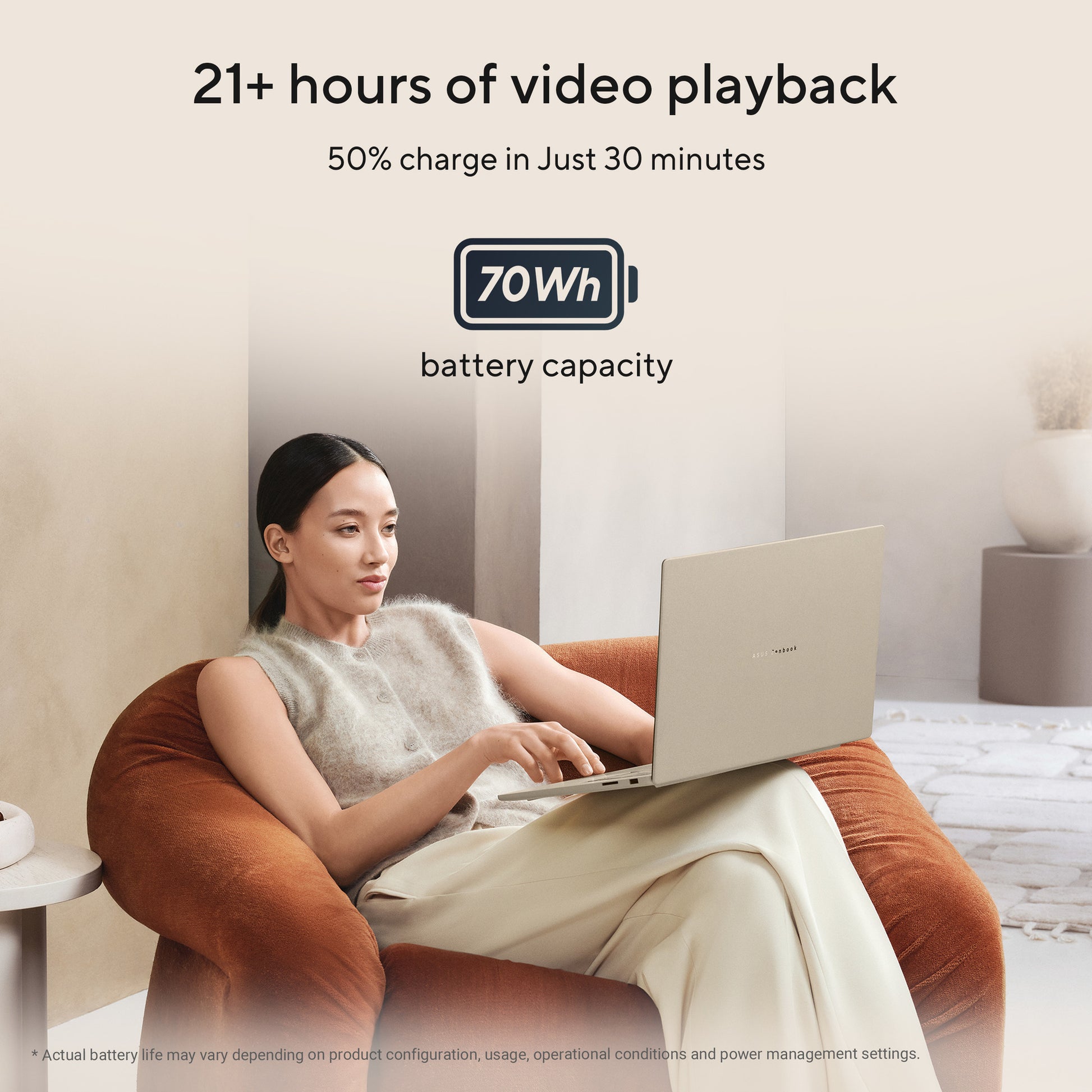 Asus zenbook a16 ux3607oa-sq013w 16 copilot+ ordinateur portable (beige | snapdragon x2e-94-100 | qualcomm adreno | 48 go | SSD 1 to | OLED)