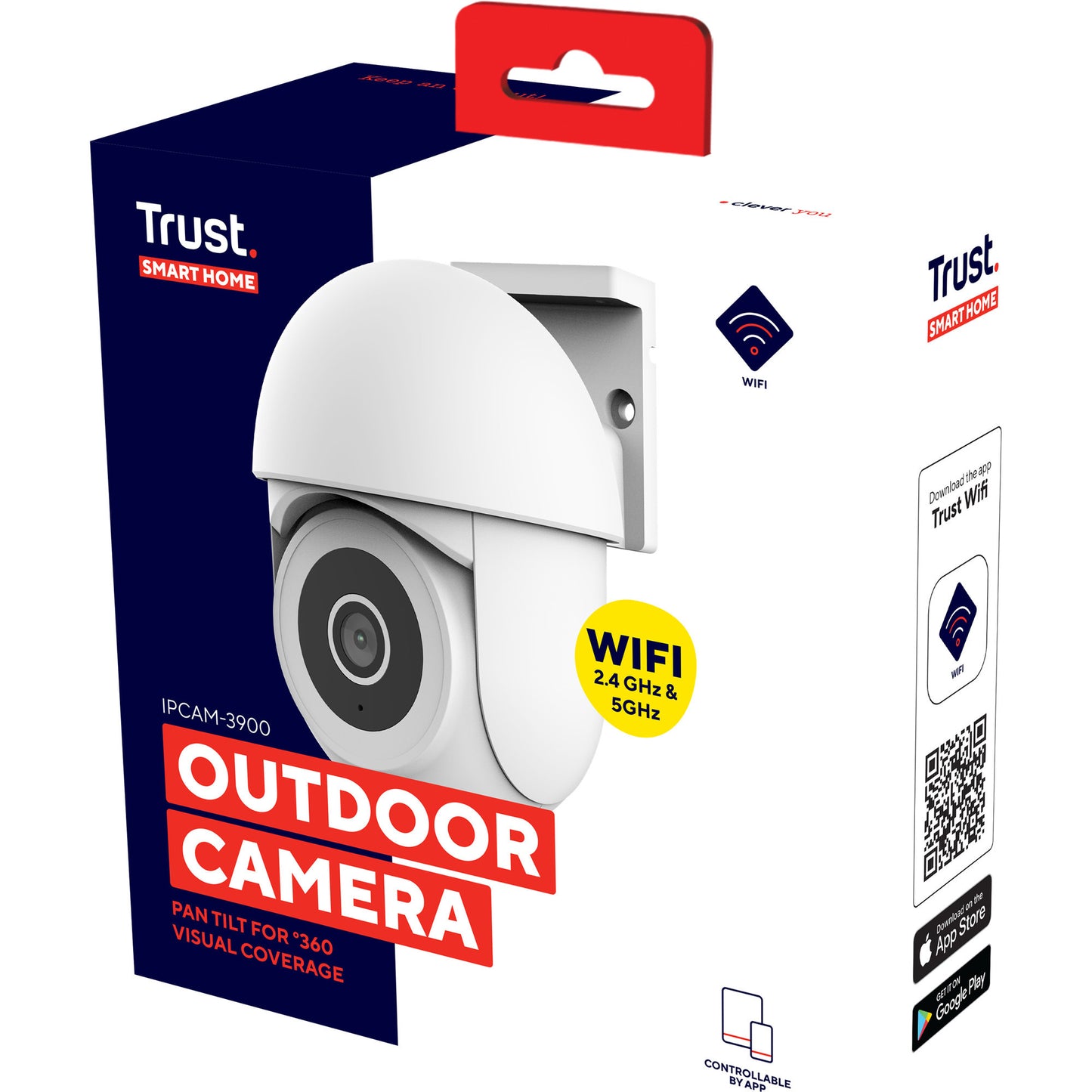 Trust ipcam-3900 Caméra extérieure 360° (blanche, WiFi 2,4 ou 5ghz)