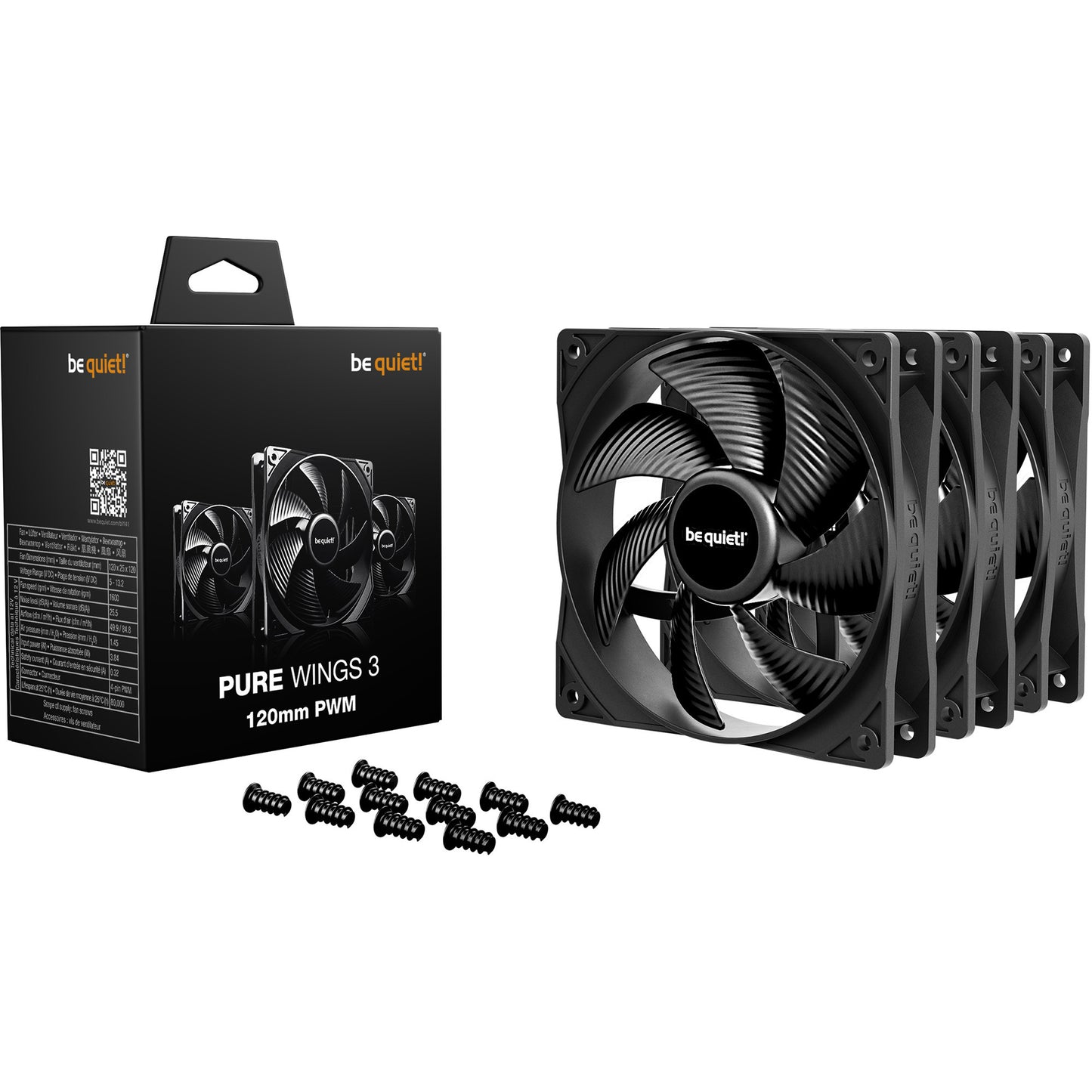 Soyez silencieux! pure ailes 3 ventilateurs de boîtier (noir, 3 pièces, 120 x 120 x 25 mm, pwm)