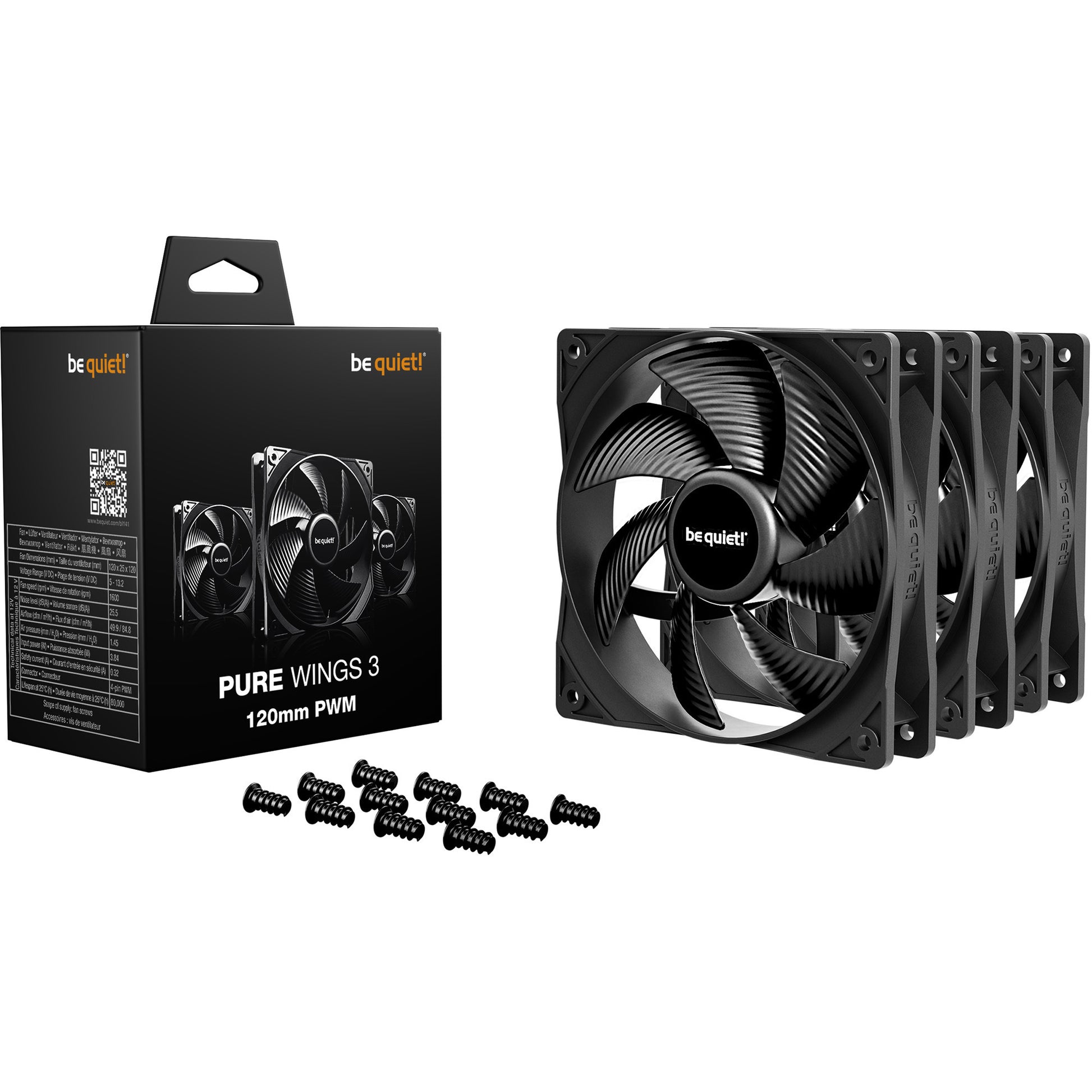 Soyez silencieux! pure ailes 3 ventilateurs de boîtier (noir, 3 pièces, 120 x 120 x 25 mm, pwm)