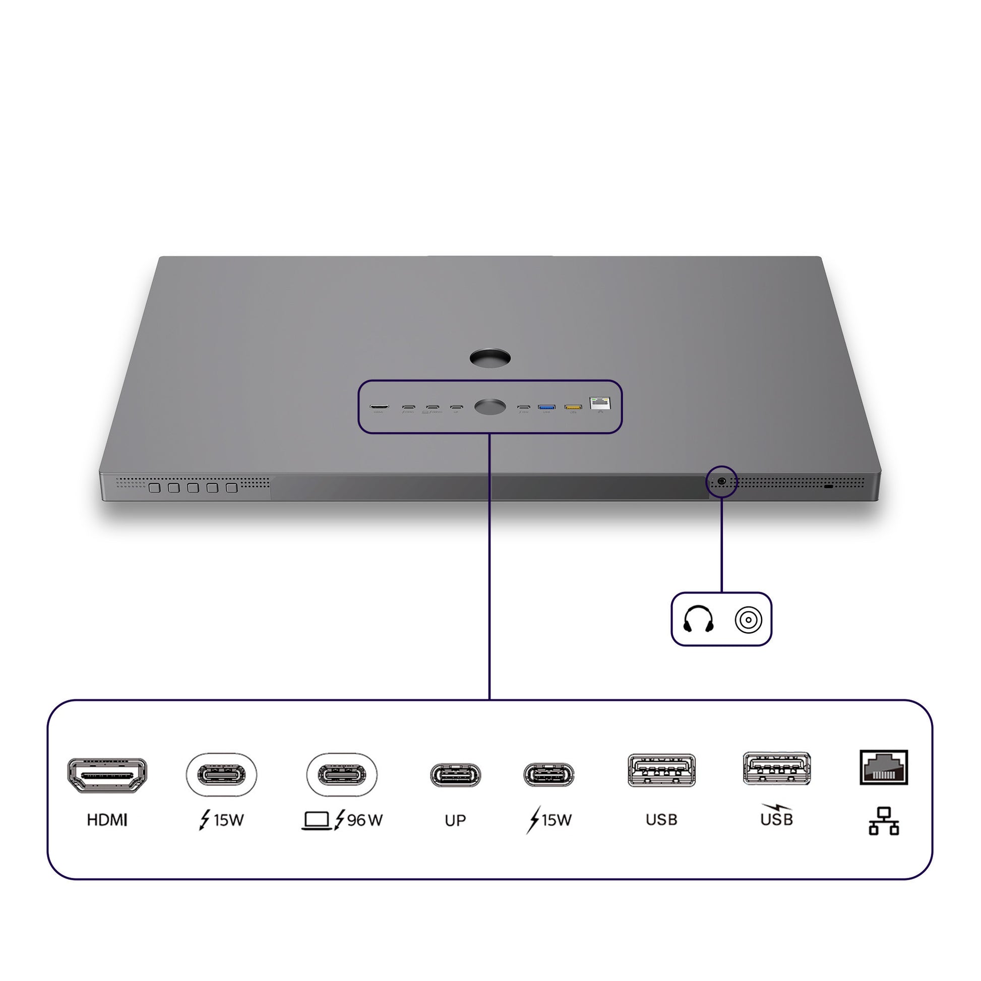Moniteur Philips Brilliance 27e3u7903 27 5k uhd (gris, HDMI, Thunderbolt 4, USB, LAN, webcam)