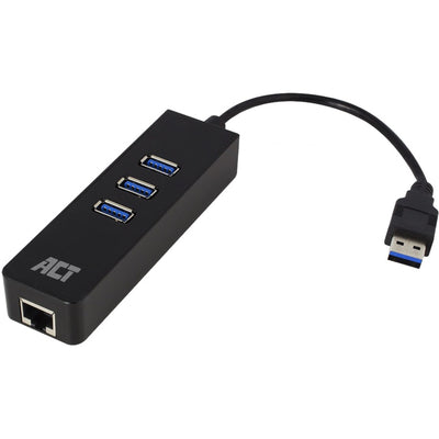 Act Connectivité USB Hub 3.2 3x Ethernet USB-A, noir