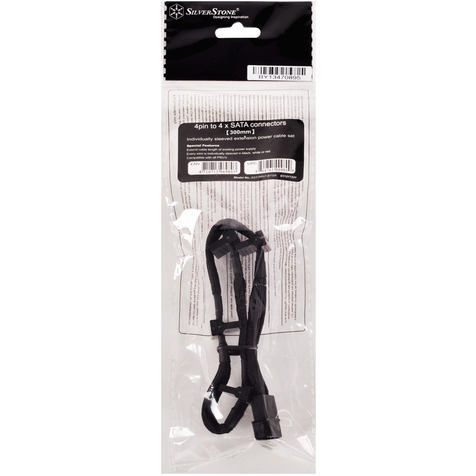 Adaptateur Silverstone Molex à 4 broches> 4x Sata à 15 broches