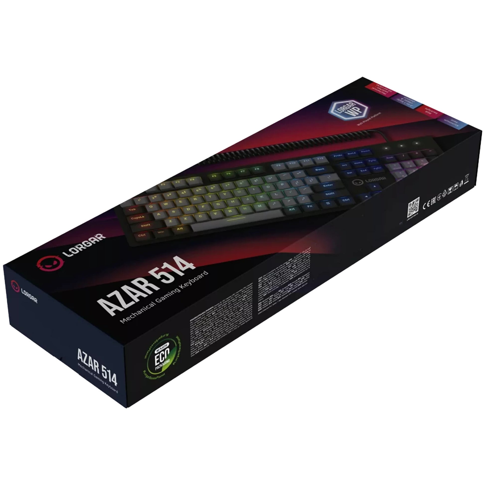 Lorgar azar 514, clavier de jeu (noir, disposition américaine, logar dream, rgb)