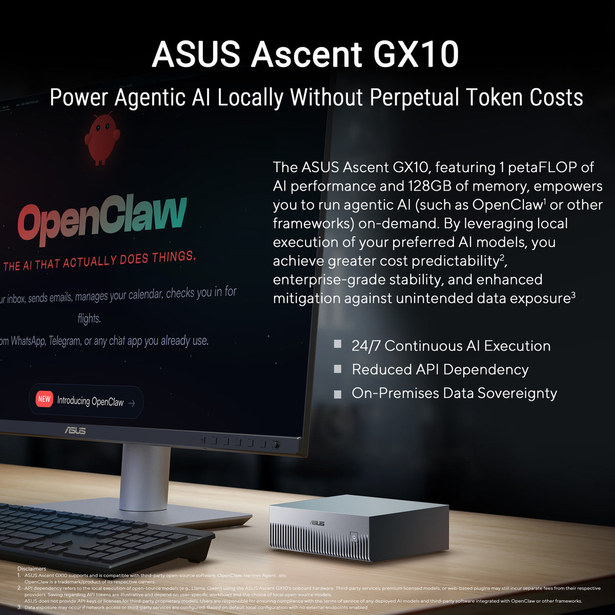 Asus Ascent GX10 Arm V9.2-A 128 2 Mini PC (Gris foncé | NVIDIA GB10 Grace Blackwell | DGX Spark | NVLINK-C2C | 128 Go | SSD 2 To)