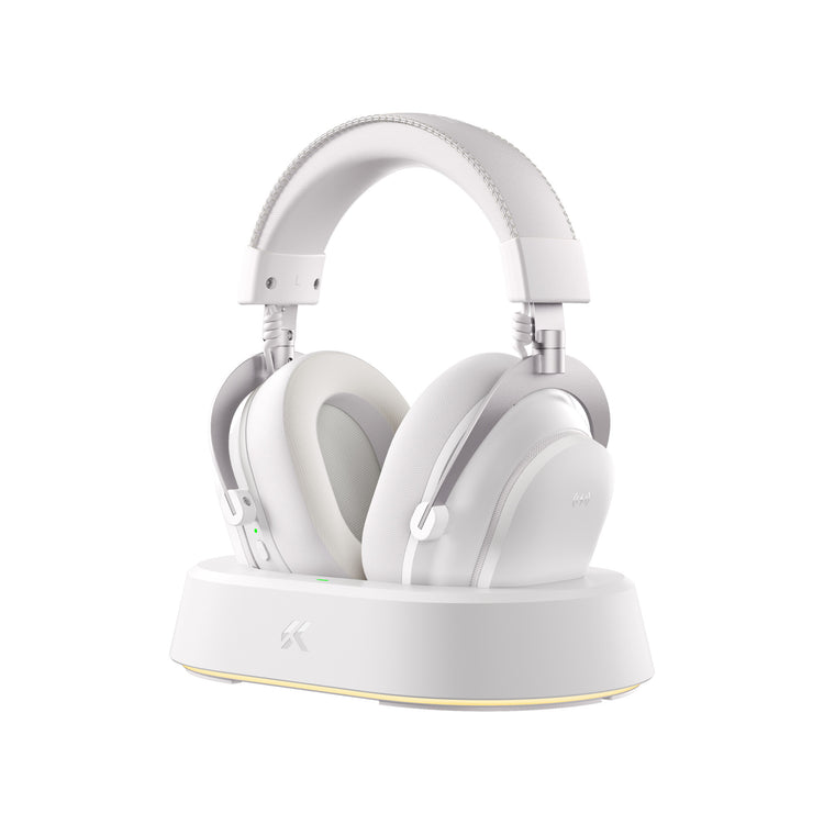 Casque de jeu supra-auriculaire sans fil magnétique Mchose v9 turbo+ (blanc argent, nintendo switch, playstation 4, playstation 5, mobile, pc, usb bluetooth 2,4 g)