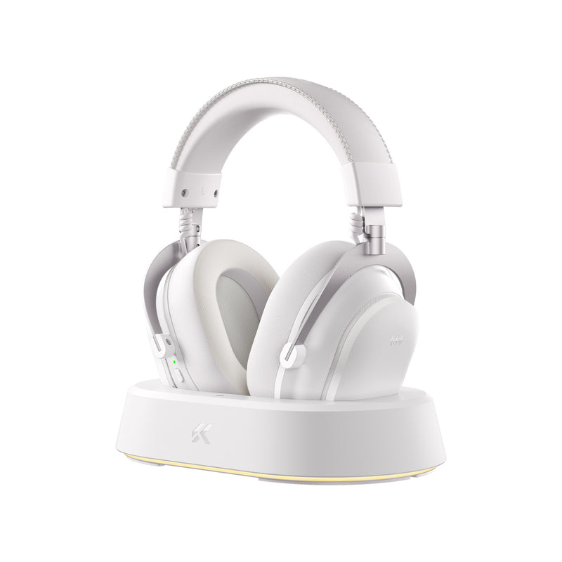 Casque de jeu supra-auriculaire sans fil magnétique Mchose v9 turbo+ (blanc argent, nintendo switch, playstation 4, playstation 5, mobile, pc, usb bluetooth 2,4 g)