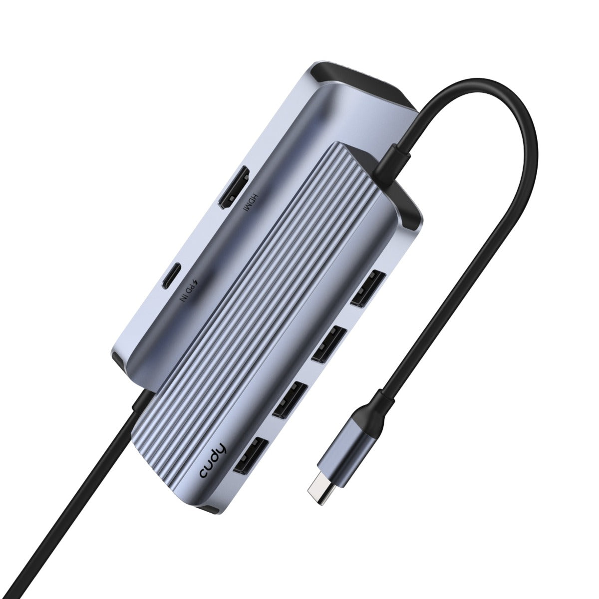 Hub USB-C Cudy 6-en-1 HDMI 4K USB-C (argent)