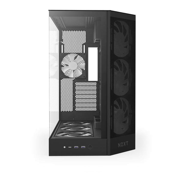 Boîtier tour midi Nzxt h9 flow rgb+ (noir (mat) | 2x usb-a | 1x usb-c | rgb | verre trempé)